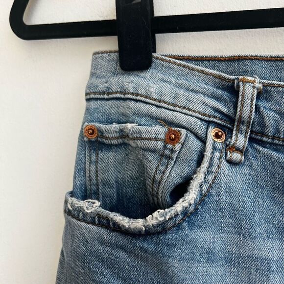 Zara Woman Lightly Distress Tapered Denim Jeans In Blue Size 4 - Picture 5 of 9